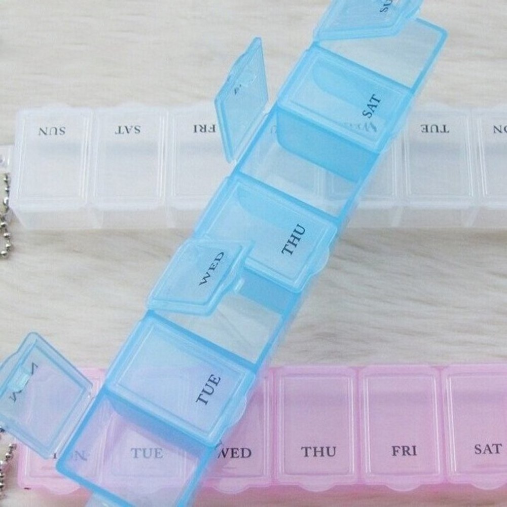 7 day pill box week pill containers Weekly Pill Holder Rotated 7 Slot Vitamin Medicine Box Case Organizer Container