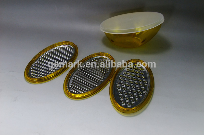 New design Kitchen tool 3 pcs Mini cheese Grater Plastic vegetable rough fine Grater with container
