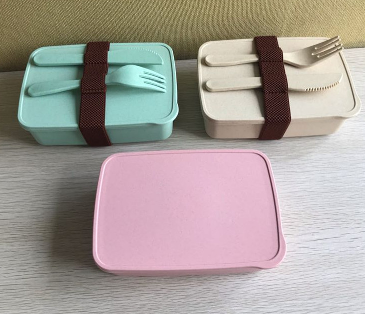 Bamboo Fiber Lunch Box Single-layer Food Storage Container Tableware