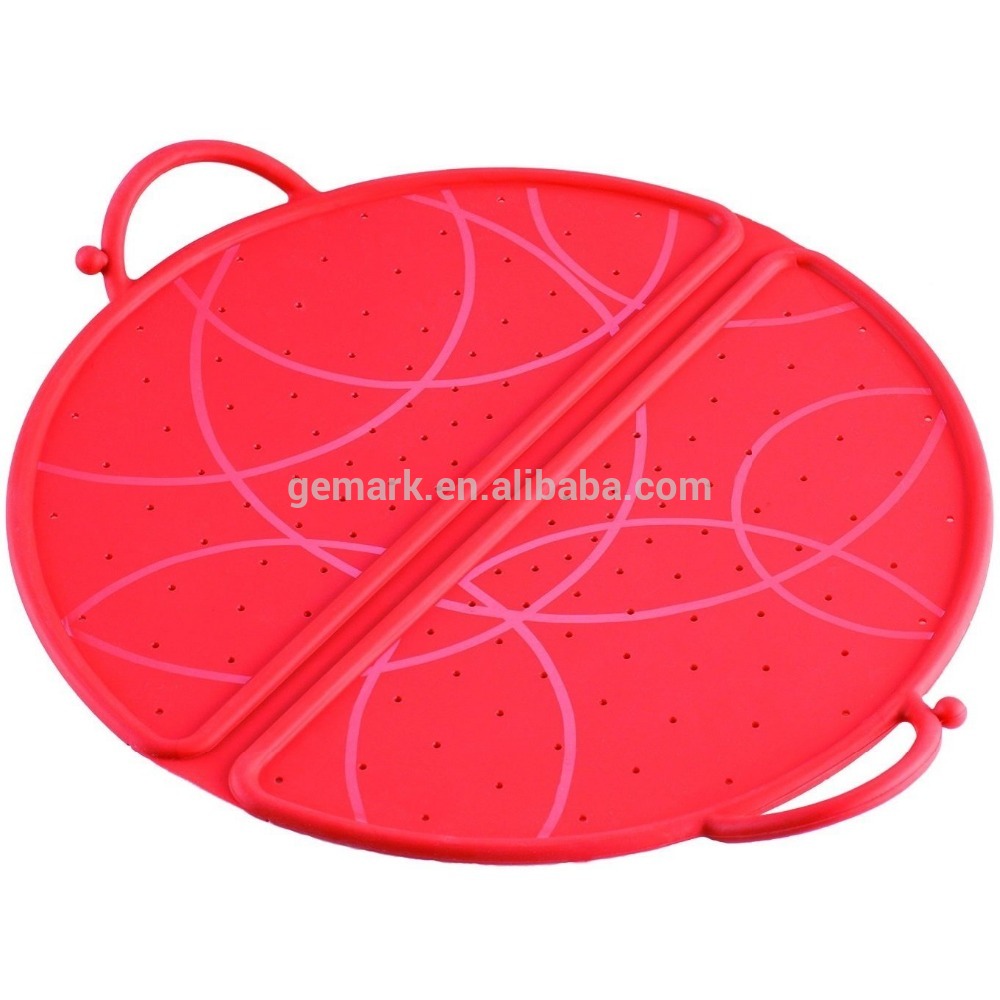 Cooking foldable Silicone splatter guard red splatter shield Silicone Grease Shield For Pots