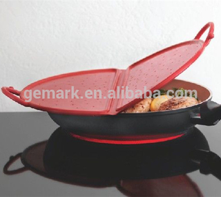 Cooking foldable Silicone splatter guard red splatter shield Silicone Grease Shield For Pots