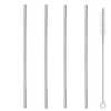Reusable straight stainless steel straw 4-piece set with cleaning brush