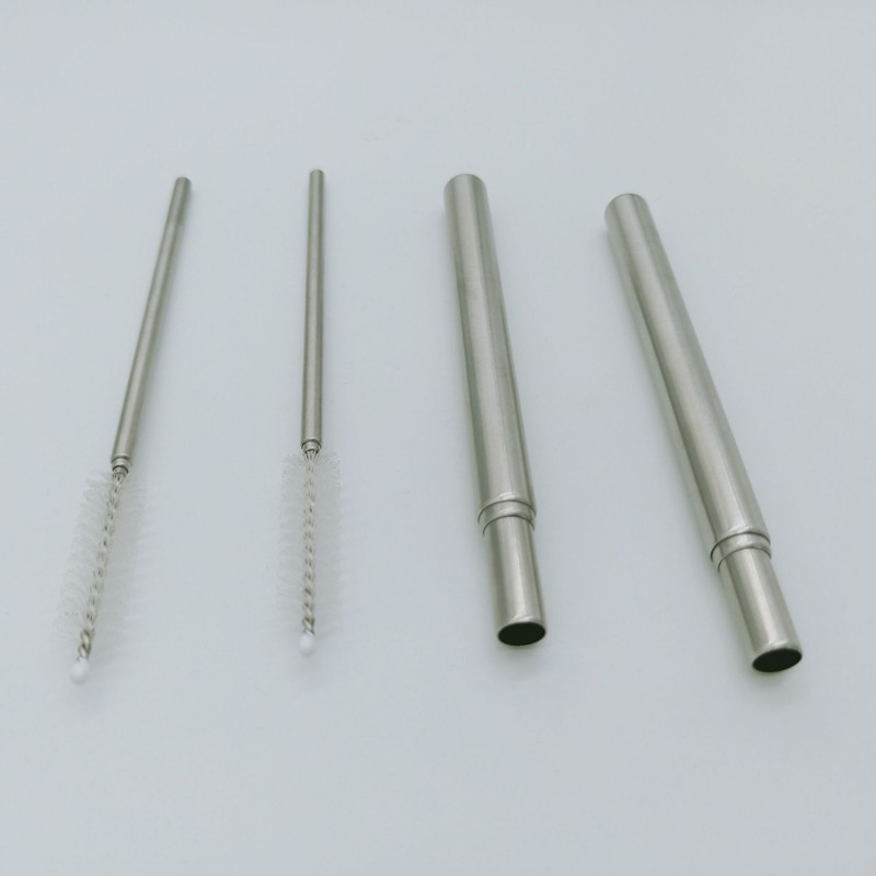 Telescopic Stainless Steel Straw Portable Metal Straw with Cleaning Brush