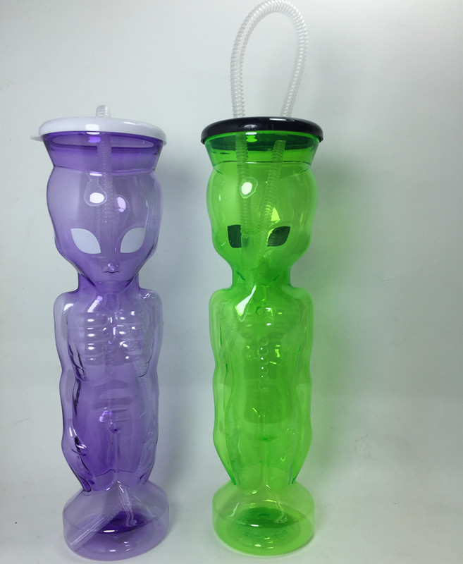 Alien Shape Water Bottle with Straw for Travel