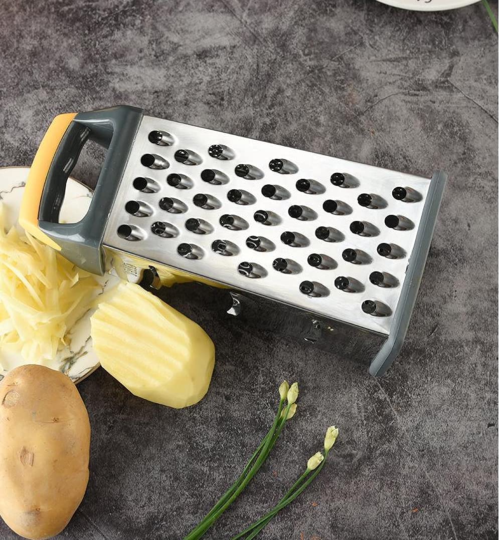 4-Sided Box Grater Cheese Grater with Handle Stainless Steel Slicer Knife All in One Convenient Tool