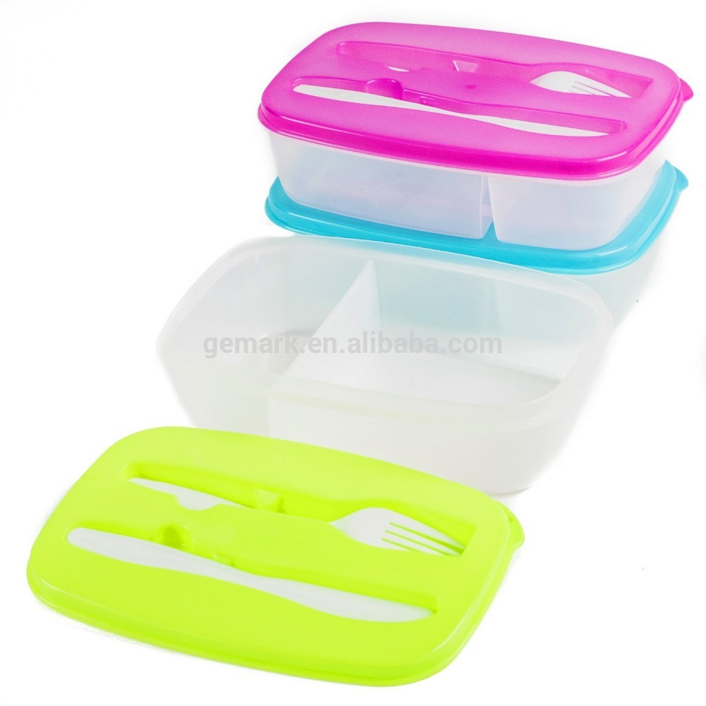 2 Compartment Lunch box with fork and knife Bento Boxes
