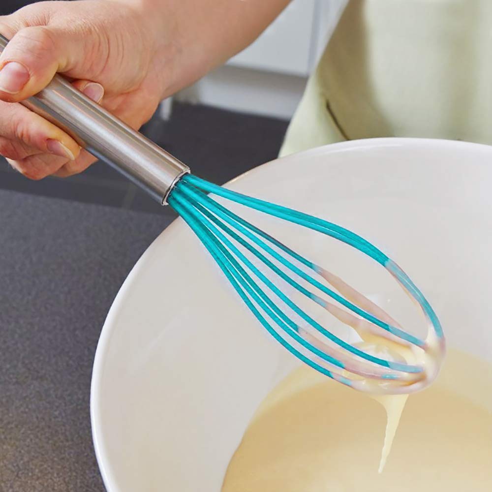 Silicone Whisk, Kitchen Wire Balloon Whisk Set Silicone Kitchen Cooking Baking Spatula Pastry Brush, Set of 3