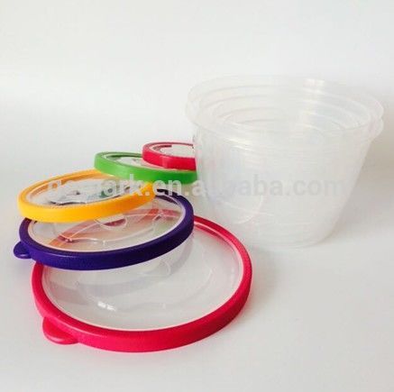 Airtight food container set of 5 with colorful lid