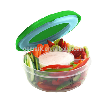 Food safe Plastic Salad Bowl for Fruit and Veggie with Removable Ice Pack