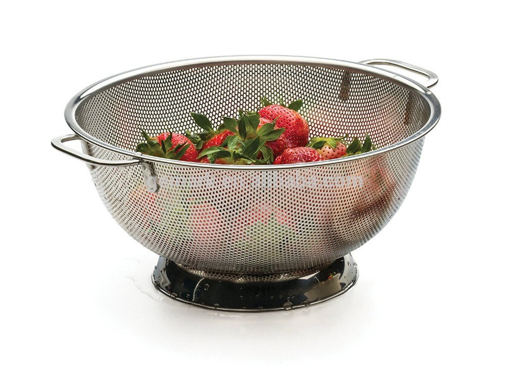 basket strainer drainage stainless steel Colander Vegetable drainer Stainless Steel 5-Quart Micro-Perforated Colander