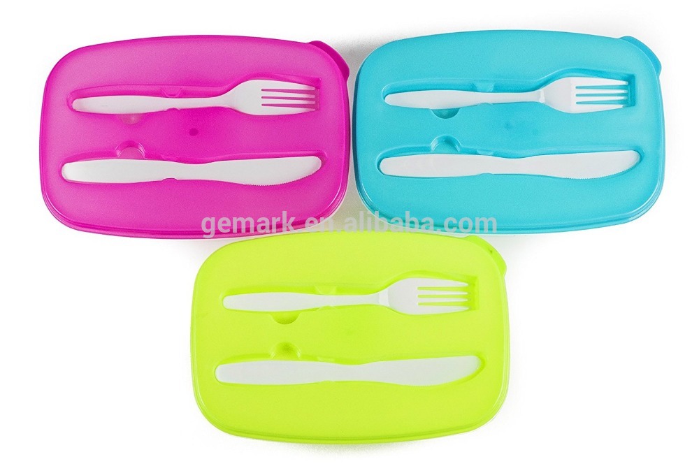 2 Compartment Lunch box with fork and knife Bento Boxes