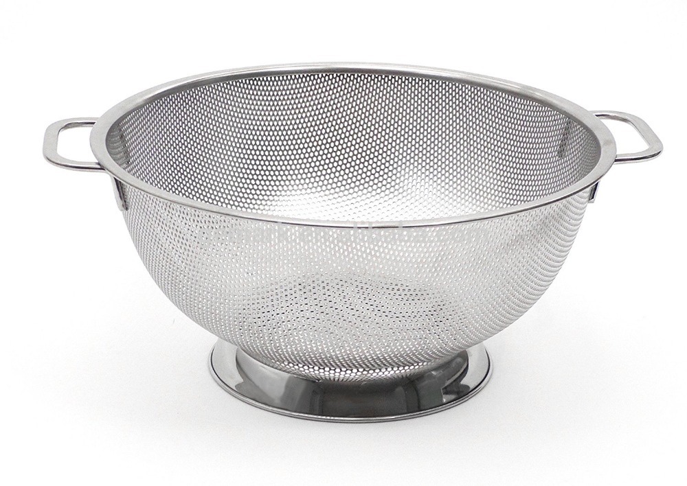 basket strainer drainage stainless steel Colander Vegetable drainer Stainless Steel 5-Quart Micro-Perforated Colander