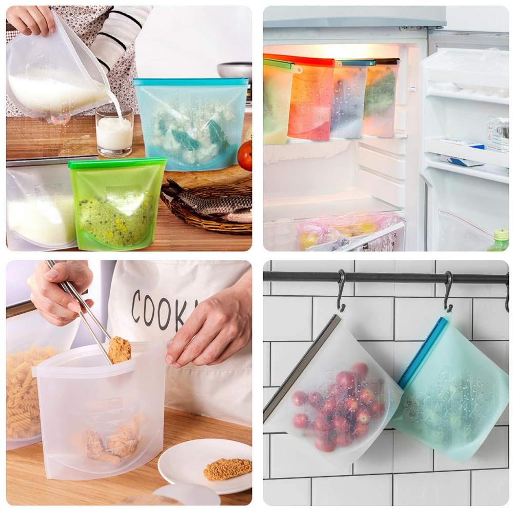Reusable Silicone Food Storage Bag Airtight Seal Reusable Freezer Bags Dishwasher Safe Leakproof Silicone Bags
