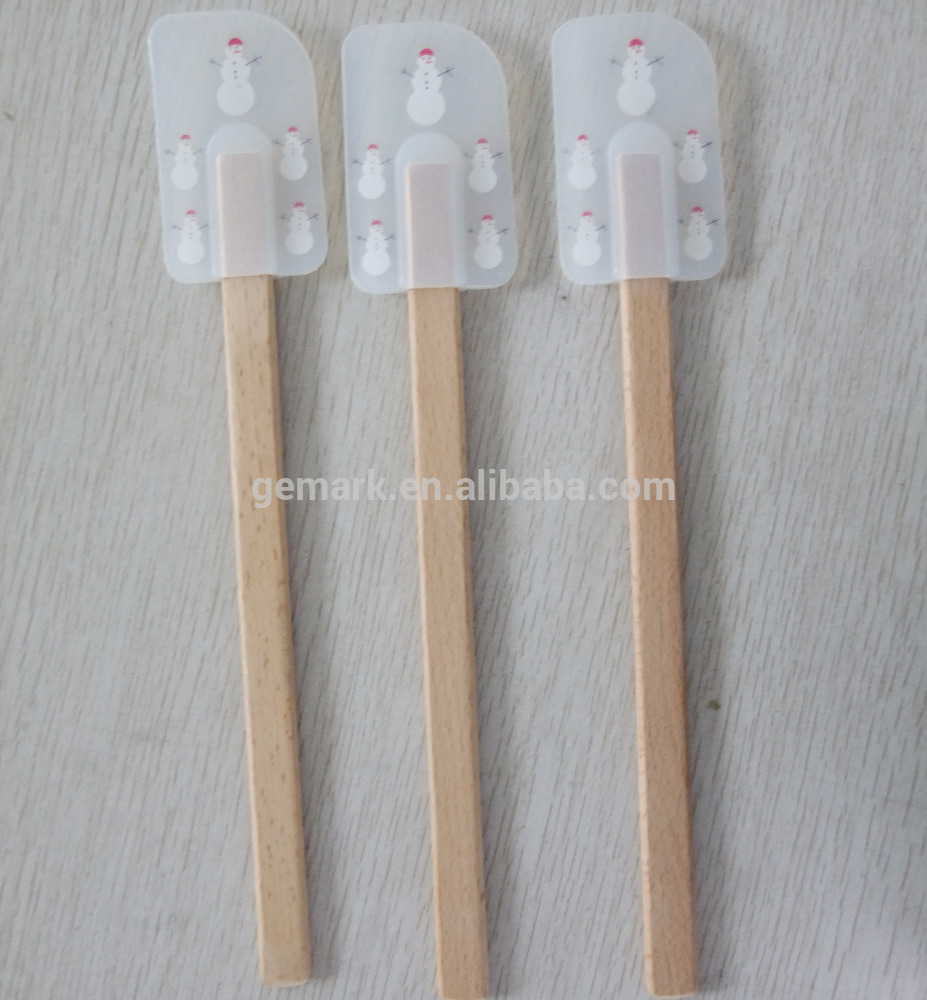 Cake Decorating tool Silicone Spatula with wood handles Silicone Spatulas with Bamboo Handles